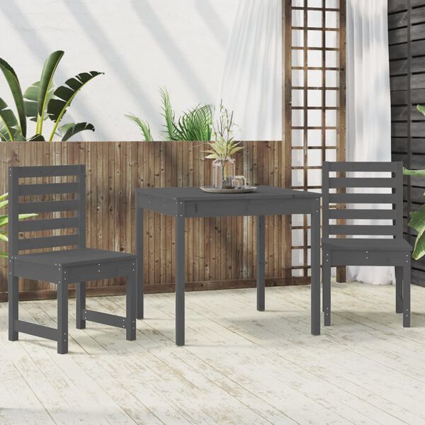 vidaXL Ensemble de bistrot de jardin 3 pcs gris bois de pin massif