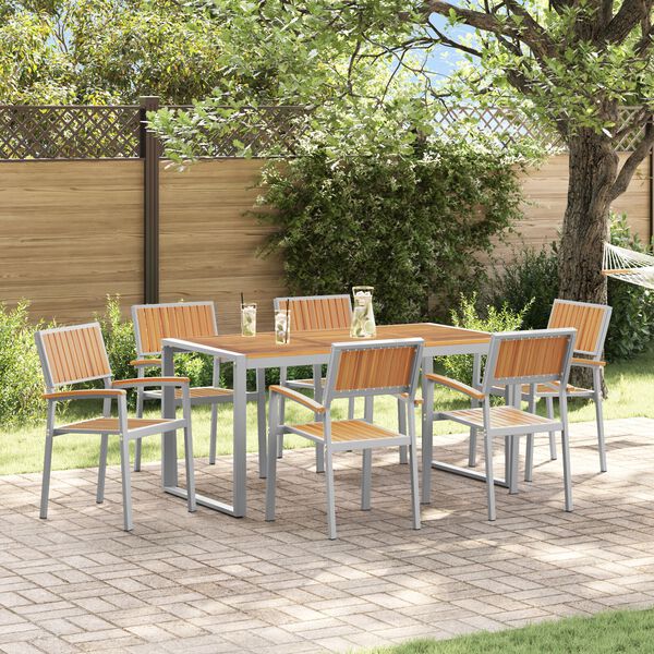 vidaXL Ensemble de salle à manger pour jardin 7 pcs Gris et marron