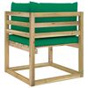 vidaXL Canap&eacute;s d'angle de jardin 2pcs et coussins Pin impr&eacute;gn&eacute; de vert