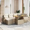 vidaXL Salon de jardin avec coussins 7 pcs beige r&eacute;sine tress&eacute;e