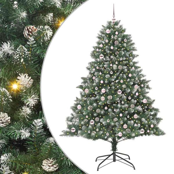 vidaXL Sapin de Noël artificiel Vert 210 cm PVC, plastique et acier