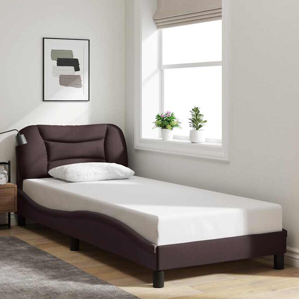 vidaXL Cadre de lit sans matelas Hvar marron fonc&eacute; 80x200 cm tissu