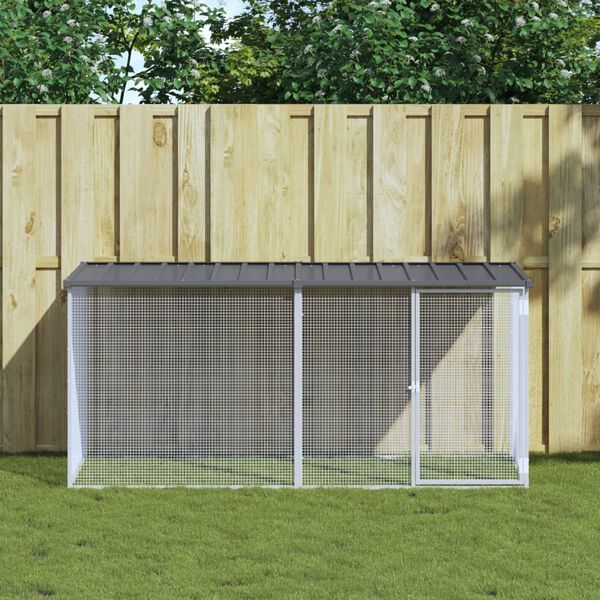 vidaXL Cage &agrave; poulets avec toit anthracite 203 x 98 x 90 cm Acier galvanis&eacute;