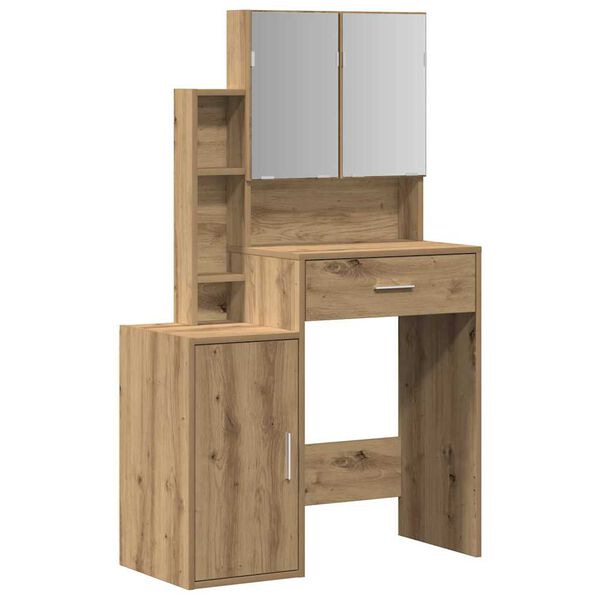 vidaXL Table de Toilette avec tiroir Ch&ecirc;ne artisanal 80 x 35 x 132 cm