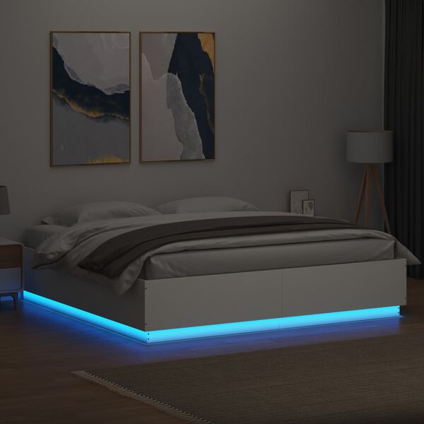 vidaXL Cadre de lit avec LED sans matelas blanc 180x200 cm