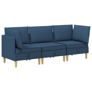 vidaXL Canap&eacute; modulaire avec rangement 3 pc Bleu Tissu