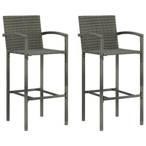 vidaXL Tabourets de bar lot de 2 gris r&eacute;sine tress&eacute;e