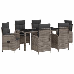 vidaXL Ensemble de repas ext&eacute;rieur 7 pc Gris clair et gris fonc&eacute;