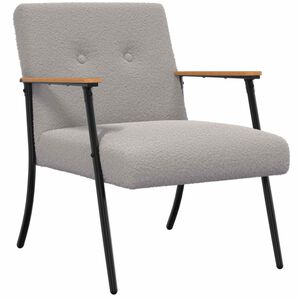 vidaXL fauteuil Gris clair Tissu ressemblant &agrave; de la laine boucl&eacute;e