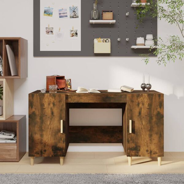 vidaXL Bureau Chêne fumé 140x50x75 cm Bois d'ingénierie