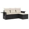 vidaXL Salon de jardin 4 pcs avec coussins noir r&eacute;sine tress&eacute;e