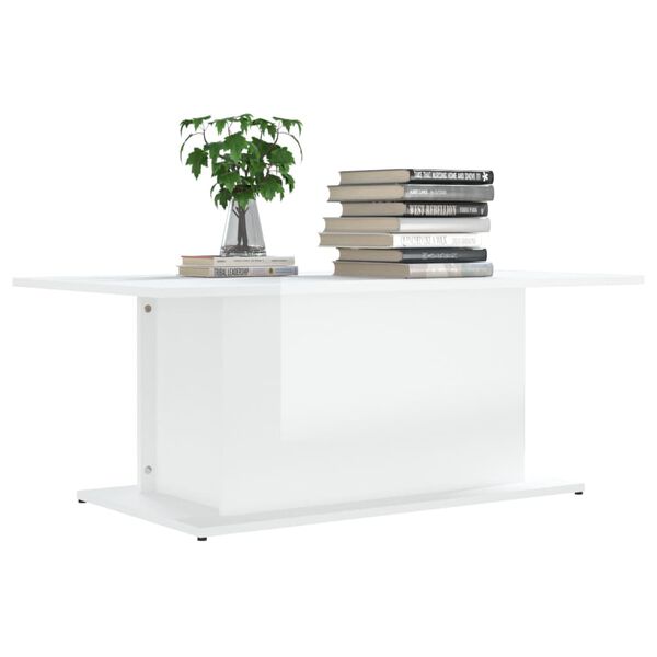 vidaXL Table basse blanc brillant 102x55,5x40 cm bois d'ingénierie