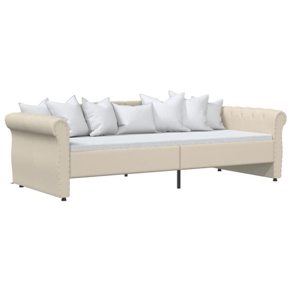 vidaXL Lit avec &eacute;clairage USB Cr&egrave;me Tissu 90x200 cm