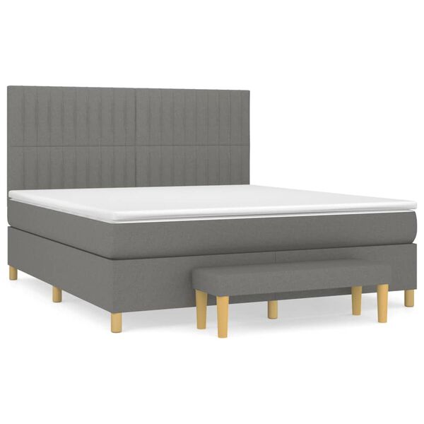vidaXL Sommier &agrave; lattes de lit avec matelas Gris fonc&eacute; 160x200cm Tissu