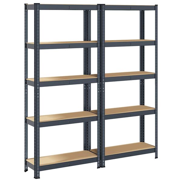 vidaXL Étagères de rangement 5 niveaux 2 pcs Anthracite Acier et bois
