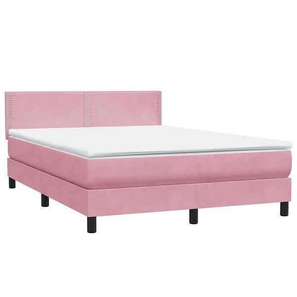vidaXL Sommier &agrave; lattes de lit avec matelas rose 160x210 cm velours