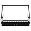vidaXL Cadre de lit d'enfants tiroirs noir 90x190cm bois de pin massif