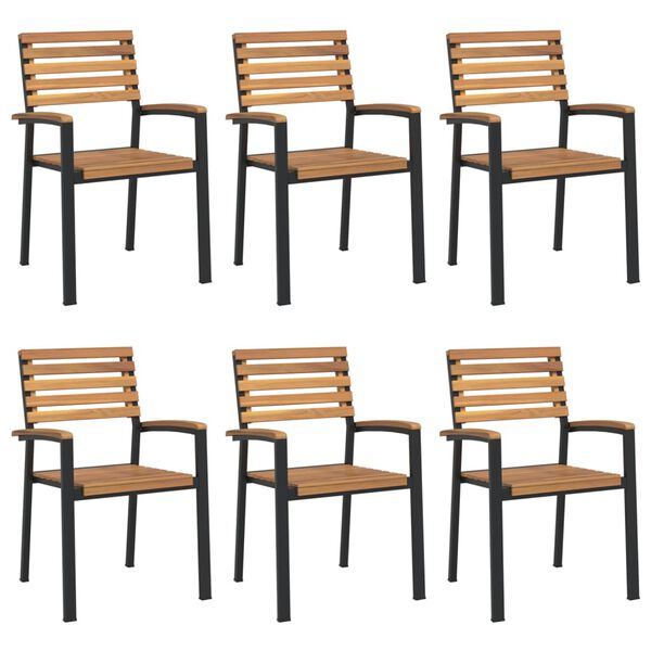 vidaXL Chaises de jardin empilables lot de 6 bois d'acacia et métal