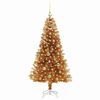 vidaXL Sapin de No&euml;l avec 150 LED avec support Dor&eacute; 150 cm PET