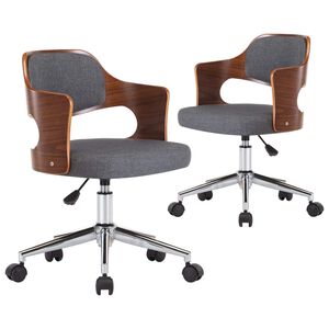 vidaXL Chaises pivotantes &agrave; manger lot de 2 gris bois courb&eacute; et tissu