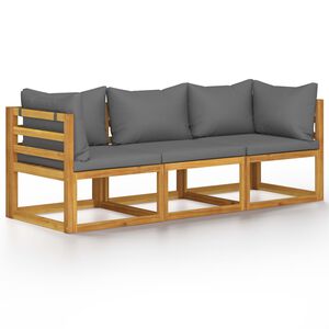 vidaXL Canap&eacute; de jardin &agrave; 3 places avec coussin Bois d'acacia massif