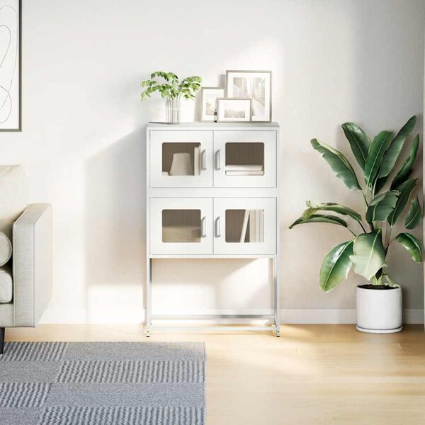 vidaXL Buffet haut blanc 68x39x107 cm acier