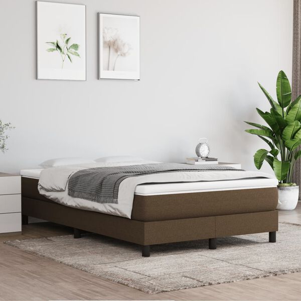 vidaXL Sommier &agrave; lattes de lit et matelas marron fonc&eacute; 120x190cm tissu
