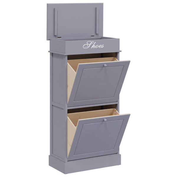vidaXL Armoire &agrave; chaussures Gris 50 x 28 x 98 cm Bois de Paulownia