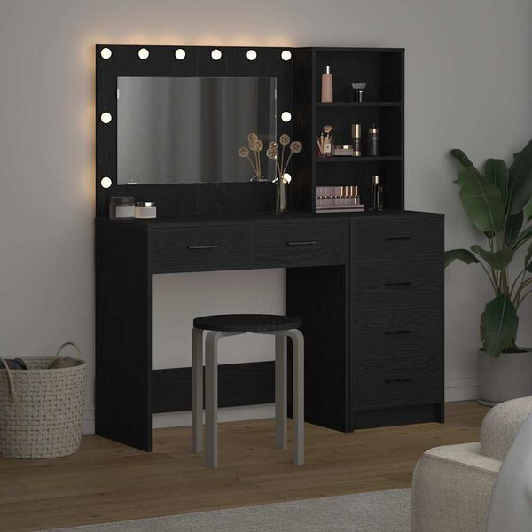 vidaXL Table de Toilette Noir 78.5 x 41 x 135 cm Bois d'ing&eacute;nierie