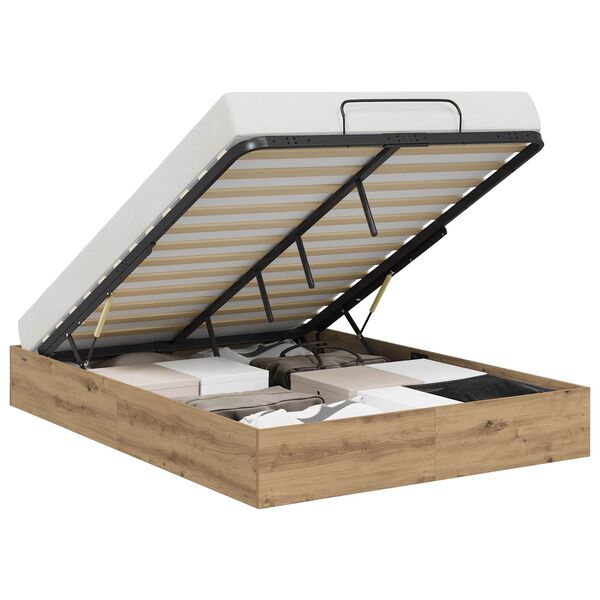 vidaXL Cadre de lit ottoman avec stockage Ch&ecirc;ne artisanal 120 x 190 cm