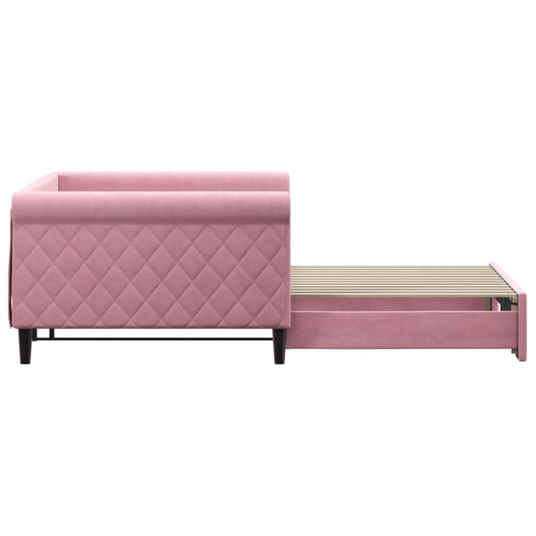 vidaXL Lit de jour avec lit gigogne rose 100x200 cm velours