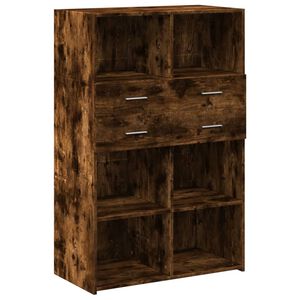 vidaXL Buffet haut ch&ecirc;ne fum&eacute; 80x42,5x124 cm bois d'ing&eacute;nierie