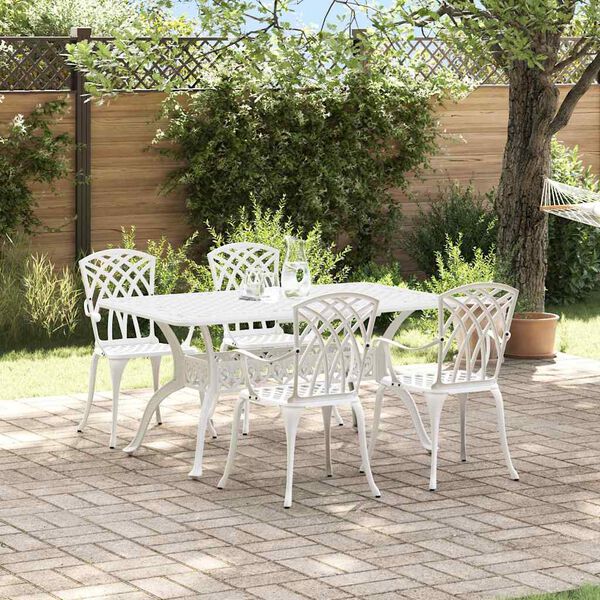 vidaXL Ensemble de salle &agrave; manger pour jardin 5 pcs Blanc Aluminium
