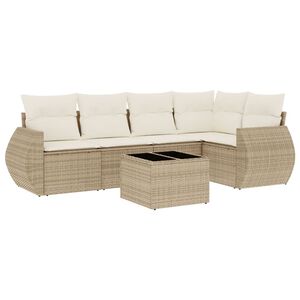 vidaXL Salon de jardin avec coussins 6 pcs beige r&eacute;sine tress&eacute;e