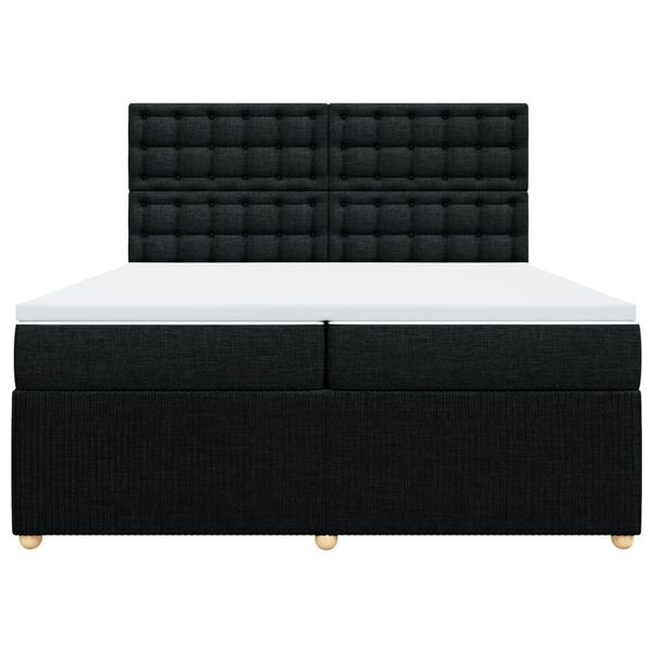 vidaXL Sommier &agrave; lattes de lit avec matelas Noir 200x200 cm Tissu