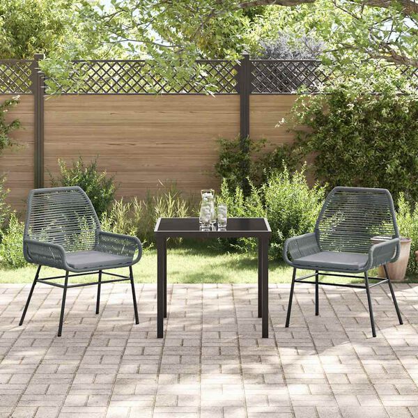 vidaXL Ensemble de salle &agrave; manger pour jardin 3 pcs Gris polyrotin