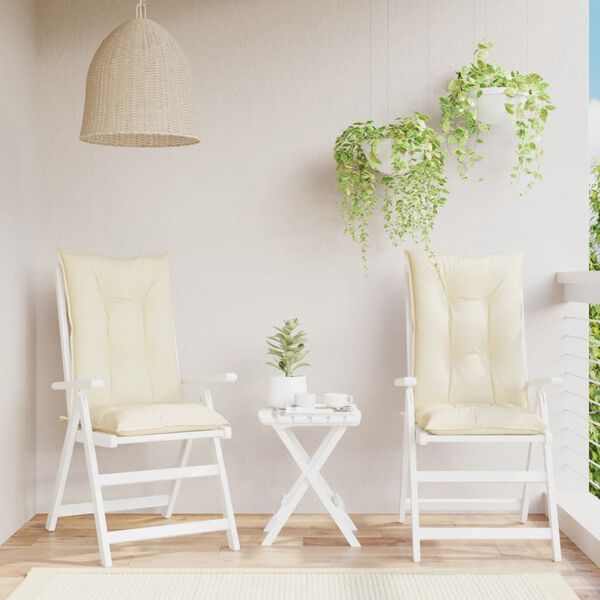 vidaXL Coussins de chaise de jardin dossier haut lot de 2 crème tissu