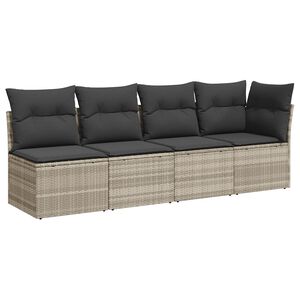 vidaXL Canap&eacute; de jardin et coussins 4 places gris clair r&eacute;sine tress&eacute;e