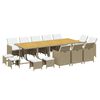 vidaXL Ensemble &agrave; manger de jardin coussins 15pcs R&eacute;sine tress&eacute;e Beige