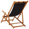 vidaXL Chaise pliable de plage bois d'eucalyptus solide et tissu noir