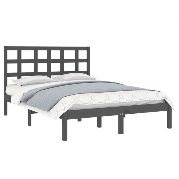 vidaXL Cadre de lit sans matelas gris 200x200 cm bois massif