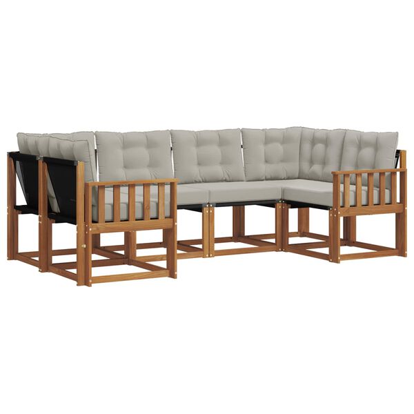 vidaXL Ensemble de canap&eacute;s d'ext&eacute;rieur 6 pcs Gris Naturel et Clair