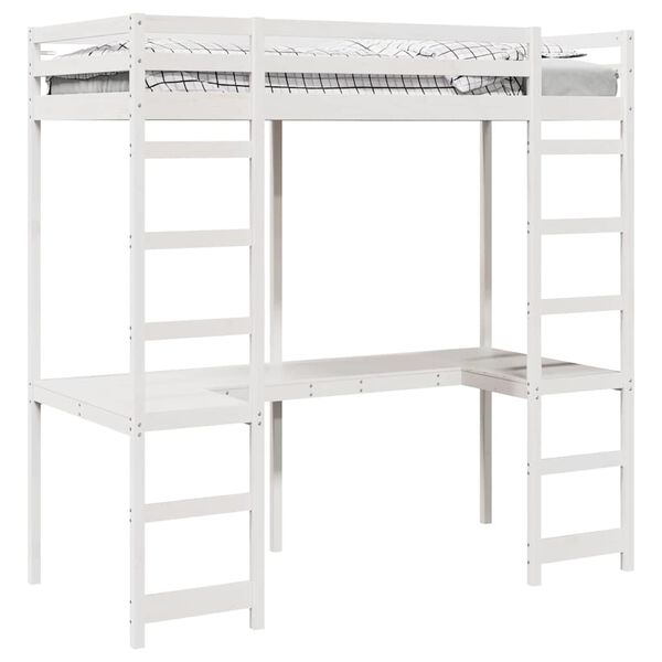 vidaXL Cadre de lit mezzanine Blanc 75 x 190 cm Pin massif