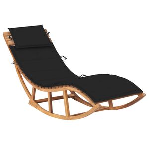 vidaXL Chaise longue &agrave; bascule avec coussin Bois de teck solide