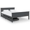 vidaXL Cadre de lit avec 2 tiroirs Gris fonc&eacute; Pin massif 160x200 cm
