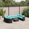 vidaXL Salon de jardin 10 pcs avec coussins noir r&eacute;sine tress&eacute;e