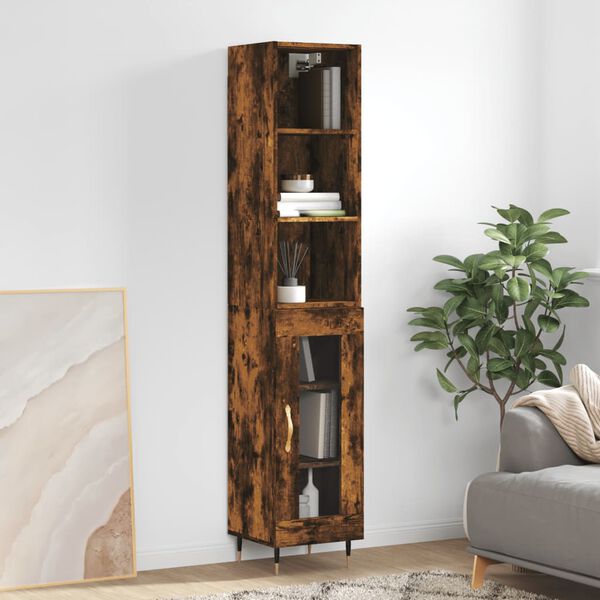 vidaXL Buffet haut Ch&ecirc;ne fum&eacute; 34,5x34x180 cm Bois d'ing&eacute;nierie