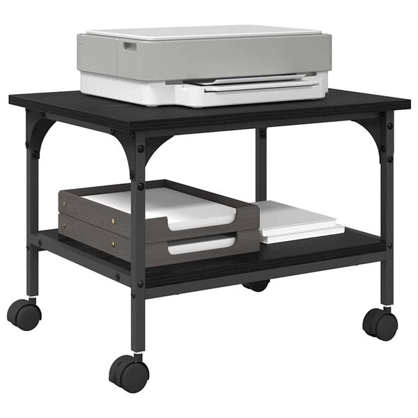 vidaXL Support d'imprimante Ch&ecirc;ne noir 50 x 40 x 38 cm