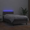 vidaXL Sommier &agrave; lattes de lit avec matelas et LED Gris 100x200 cm