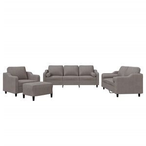 vidaXL Ensemble de canap&eacute;s 4 pcs avec coussins taupe tissu